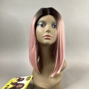 Malia Short Straight #DR4/Rose Gold Dark Brown Premium Synthetic Lace Part Wig